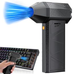 Electric Air Duster Cordless Keyboard Dust Cleaner With 8000mAh Large Battery,130000RPM Jet Dry Blower Adjustable Compressed Air Duster For Compu (Color: Black)