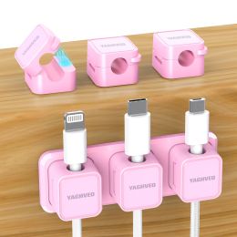 6 And 1Pack Magnetic Cord Organizer (Color: WHITE)
