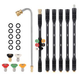 110inch Gutter Processor High Pressure Washer Stainless Steel Drain Sink Cleaning Extension Rod, Eaves Cleaning Rod, 4000psi (Option: Photo Color)