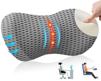 Lumbar Support Pillow For Office Chair Memory Foam Back Support Pillow For Car Office Computer Chair Recliner Back Cushion For Lower Back Pain Re (Color: Grey)